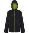 RG454 TRA705 Regatta Navigate Two Layer Hooded Soft Shell Jacket Black / Lime Green colour image